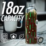 18 oz Glass Bottles with Stylish Printed Designs – Set of 4 Reusable Juice & Water Bottles, Leak Proof, Airtight, Dishwasher Safe - Image 4