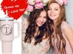 Personalized 40oz Tumbler Cup with Initials.Cup with Letter T 40oz Tumbler with Handle.Custom Tumbler Cup with Letter.Initial Monogram Tumbler Mug Gifts for Women Birthday Christmas. - Image 5