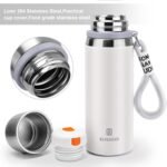 Stainless Steel thermo Bottles with cup 700ml/23.7oz Vacuum Insulated Bottle for hot and cold coffee drink water thermo flask with cup.(White,700ml) - Image 3