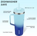 BJPKPK Insulated Tumbler with Handle, 26oz Insulated Tumblers with Lid and Straw, Stainless Steel Metal Water Bottles, Coffee Travel Mugs, Cups, Sky - Image 3