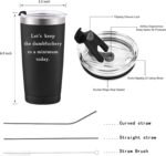 Aletege Let's Keep The Dumb f To a Minimum Travel Mug Funny Tumbler White Elephant Christmas Gifts for Men Women Boss Coworkers 20 Oz Insulated Stainless Steel Travel Tumbler Black - Image 6