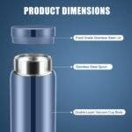 Mini Water Bottle - 10oz Portable Insulated Stainless Steel Water Bottle,Small Black Water Bottle, Anti-slip Bottom, BPA-Free Double Wall Vacuum Keep Hot & Cold for Drinks Coffee Juice (Gray) - Image 6