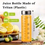6 Pack Juice Bottles with Caps - Wide Mouth Resuable Clear Plastic Water Bottles for Juicing,Smoothie,Protein, Beverage,Storage Containers,BPA Free,Leakproof Stainless Steel Lid(16 Ounces) - Image 3