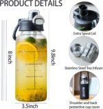 Aurfedes 35oz Glass Water Bottles with Time Marker & Straw, BPA-Free Leakproof Glass Drinking Bottles with Protective Sleeve & Tea Infuser for Office Travel Sport (1PCS) - Image 3