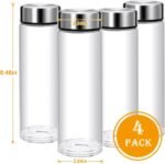 16oz Juice Bottles with Lids,4 Pack Wide Mouth Glass Bottles with Stainless Steel Cap,Reusable Glass Water Bottles for Juicing, Smoothies, Infused Water,Beverage Storage,BPA Free,Leakproof - Image 3