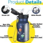 Han's Bottle Kids Water Bottle with Straw Lid - Insulated Stainless Steel Reusable Tumbler for Girls,Boys,Thermo Mug,12oz,Space Planet - Image 5