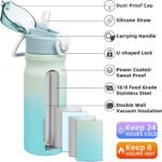 BJPKPK Insulated Water Bottle 18oz Stainless Steel Water Bottles with Straw and Carry Handle Double Wall Metal Thermal Flask,Mint - Image 3
