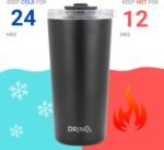 Drinco - 20 oz Stainless Steel Tumbler | Double Walled Vacuum Insulated Mug With Lid, 2 Straws, For Hot & Cold Drinks (20oz Black, 20oz) - Image 4