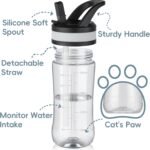 Edmyre Kids Clear Water Bottle 14oz Flip with Straw Carry Handle, Leakproof, Reusable, Tritan, BPA Free, Suitable for Boys and Girls, Clear - Image 4