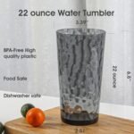 AKMQYM BPA-Free Plastic Tumblers 8 Pack (8x22oz) | Reusable Dishwasher Safe | Stackable Shatterproof Cups | Plastic Drinkware & Drinking Tumblers for Restaurant, Home, Party - Image 3