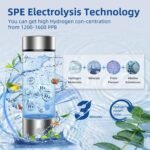 Hydrogen Water Bottle, Portable Rechargeable Hydrogen Water, Rapid Electrolysis with SPE/PEM Technology, for Home Office Travel Office School Fitness use - Image 4