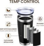 MEWAY 20oz Tumbler 8 Pack Double Wall Vacuum Insulated Travel Mug Bulk, Stainless Steel Tumblers with Lid and Straw, Durable Powder Coated Coffee Cups for Cold & Hot Drinks (Black, 8) - Image 3