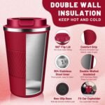 Insulated Coffee Tumblers with Flip Lid 12oz / 17oz, Stainless Steel Travel Coffee Mug Leak Proof, Vacuum Insulated Reusable Cup, Keeps Cold and Hot for Tea - Image 5