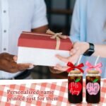 Skylety 6 Pack Personalized Clear Glass Cups Gifts 16 oz DIY Appreciate Cup Teacher Gifts Red Pink Custom Name UV Apple Sticker with Lids Glass Straw Ribbon for Family Employee Coworker - Image 5