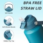 BJPKPK Water Bottle with Straw Lid, 32oz Vacuum Insulated Water Bottles, Metal Stainless Steel Thermo for Sports, Travel, BPA Free Leak Proof Thermo, Cups, Flasks, Tumblers,Vast - Image 3