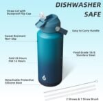 BJPKPK Water Bottle with Straw Lid, 32oz Vacuum Insulated Water Bottles, Metal Stainless Steel Thermo for Sports, Travel, BPA Free Leak Proof Thermo, Cups, Flasks, Tumblers,Vast - Image 4