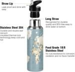 Qilmy Black and White Leopard Water Bottle Vacuum Insulated Stainless Steel Water Bottles with Straw Lid Leakproof Wide Mouth Water Flask for Fitness Outdoor Sports, 20 oz - Image 3