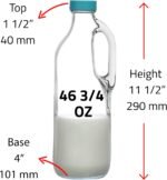 2 Pc 47oz Clear Glass Pitchers with Handles and Lids - Airtight Refrigerator Water Juice Jugs for Kitchen - Image 3