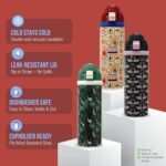 Mayim Capsule – 24oz Vacuum Insulated Water Bottle with Locking Lid & Carry Handle | Stainless Steel Travel Tumbler for Iced Coffee & Water | BPA-Free, Leakproof (Black – Tropical Forest Greens) - Image 6