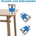 ShineMe Kids Stainless Steel Cups,12oz Kids Metal Drinking Glasses with Lids and Sleeves, 5pack Reusable Water Tumbler for Children and Adults Spill Proof, Apply to Indoor and Outdoor - Image 5