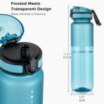 Edmyre 32oz Water Bottle with Chug Lid, Frosted & Clear Tritan BPA-Free, Leakproof, Wide Mouth, Portable Sports Water Bottle for Gym, Office, Travel, Outdoor (Dark Teal) - Image 3