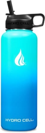 HYDRO CELL Stainless Steel Insulated Water Bottle with Straw - For Cold & Hot Drinks - Metal Vacuum Flask with Screw Cap and Modern Leakproof Sport Thermos for Adults (Teal/Blue 40oz) - Image 3