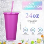 Honeydak 15 Pack Tumbler with Straw and Lid Bulk Cups for Gifts Water Bottle Iced Coffee Travel Mug Cup Reusable Plastic Tumblers for Party Birthdays 24-27 oz (Solid Color) - Image 5