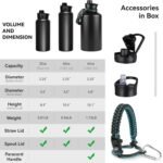 VQRRCKI 32 oz Insulated Water Bottle with Straw Lid & Wide Mouth Lids, Stainless Steel Sports Water Bottles, Double Walled Vacuum, Leak Proof, White - Image 8