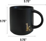 COLLECTIVE HOME - Black Monogram Ceramic Mugs, 15 oz Golden Initial Coffee Cups, Elegant Alphabet Tea Mugs, Personalized Halloween Mug with Gift Box, Perfect for Office and Home Décor (k) - Image 4