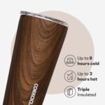 Corkcicle Classic Tumbler - Keeps Drinks Cold for 9 Hours & Hot for 3 - Triple-Insulated Stainless Steel - Holiday Tumbler Gift - 16 oz - Walnut Wood - Image 4