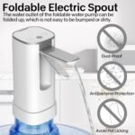 pobugy Water Pump for 5 Gallon Bottle,Portable Electric Quantitative Drinking 5 Gallon Water Dispenser with Fingerprint Unlock,Foldable Spout,Smart LED Display, for Home,Camping - Image 4