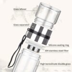 PARACITY Glass Tea Infuser Bottle Tea Flood Cup Double Wall Borosilicate Portable Travel Tumbler Mug Leakproof for Loose Leaf Flower Herbal Tea Bags 13 OZ/380ML - Image 5