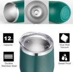 VEGOND 12oz Stainless Steel Wine Tumbler with Lid and Straw, Double Wall Vacuum Insulated Stemless Wine Glass Tumbler Cup, Coffee Mug for Cold Hot Drinks - Image 3