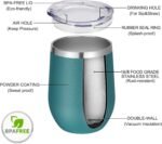 VEGOND 12oz Stainless Steel Wine Tumbler with Lid and Straw, Double Wall Vacuum Insulated Stemless Wine Glass Tumbler Cup, Coffee Mug for Cold Hot Drinks - Image 4