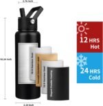 YONICOER Insulated Water Bottle 40oz,Triple Wall Vacuum Stainless Steel(Dishwasher Safe),Leak Proof & Non-BPA,Flask Jug with Paracord Handle & Straw Spout Lids Sports Black - Image 3