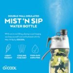 O2COOL Mist 'N Sip Misting Water Bottle 2-in-1 Mist And Sip Function With No Leak Pull Top Spout Reusable Sports Water Bottle - 20 oz (Green Camo) - Image 3
