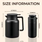 JXXM 2 Pack 49oz Thermal Coffee Carafe and 15oz Insulated Water Bottle, Stainless Steel Vacuum Thermal Carafes and Water Bottle for Keeping Coffee, Tea, Water - Keep 12 Hours Hot, 24 Hours Cold - Image 3