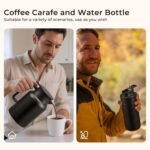 JXXM 2 Pack 49oz Thermal Coffee Carafe and 15oz Insulated Water Bottle, Stainless Steel Vacuum Thermal Carafes and Water Bottle for Keeping Coffee, Tea, Water - Keep 12 Hours Hot, 24 Hours Cold - Image 7