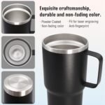 ATQTQ 20 oz Tumbler with Handle and Lid, Stainless Steel Tumbler Insulated Travel Coffee Mug, Spill Proof Double Wall Vacuum Tumbler Cup Keep Drink Hot & Cold, Black, 1 Pack - Image 6
