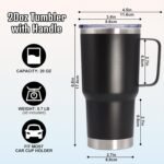 ATQTQ 20 oz Tumbler with Handle and Lid, Stainless Steel Tumbler Insulated Travel Coffee Mug, Spill Proof Double Wall Vacuum Tumbler Cup Keep Drink Hot & Cold, Black, 1 Pack - Image 7