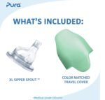 Pura Kiki 11oz/325ml Stainless Steel Sippy Cup Bottle w/Sleeve, Plastic-Free, MadeSafe Certified, Medical-Grade XL Silicone Sipper Spout Fast Flow for Kids, Toddlers, Babies & Infant - Moss - Image 3