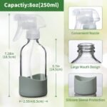 OCMML 8oz Clear Glass Spray Bottles with Silicone Sleeve–Refillable Spray Bottles for Cleaning Solutions,Hair,Plants&Essential Oils–Leakproof,Adjustable Nozzle,Reusable,Eco-Friendly (1 Pack) - Image 3