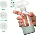 OCMML 8oz Clear Glass Spray Bottles with Silicone Sleeve–Refillable Spray Bottles for Cleaning Solutions,Hair,Plants&Essential Oils–Leakproof,Adjustable Nozzle,Reusable,Eco-Friendly (1 Pack) - Image 4