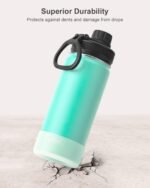 koodee Water Bottle for School-16 oz Stainless Steel Triple Wall Vacuum Insulated Water Bottle for Girls, Wide Mouth Bottle with Leakproof Spout Lid (Teal) - Image 3