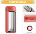 Exllena Small Water Bottle 10oz, Small Insulated Water Bottle for Hot&Cold Drinks, Water Bottle Purse with Carry Handle - 100% Leakproof Perfect for School, Travel...(Coral Red) - Image 4