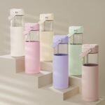 SANDJEST Glass Water Bottle with Silicone Sleeve and Straw Lid 20oz for Girls Women, Glass Drinking Bottles for Travel Home Gym Sports (Pistachio Mist) - Image 5