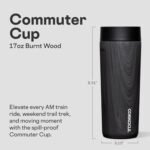 Corkcicle Commuter Cup Travel Mug - Insulated Coffee Mug with Lid - Keeps Drinks Cold 18 Hours - 360° Spill-Proof Sip Lid - Holiday Gift - Great for Gifting Warmth - 17 oz - Burnt Wood - Image 3