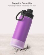 koodee Kids Water Bottle-16 oz Stainless Steel Double Wall Vacuum Insulated Water Bottle for School, Reusable Wide Mouth Sports Water Flask with Leakproof Spout Lid-BPA Free(Purple) - Image 3