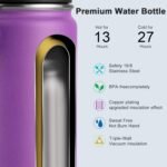 koodee Kids Water Bottle-16 oz Stainless Steel Double Wall Vacuum Insulated Water Bottle for School, Reusable Wide Mouth Sports Water Flask with Leakproof Spout Lid-BPA Free(Purple) - Image 5