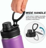 koodee Kids Water Bottle-16 oz Stainless Steel Double Wall Vacuum Insulated Water Bottle for School, Reusable Wide Mouth Sports Water Flask with Leakproof Spout Lid-BPA Free(Purple) - Image 6